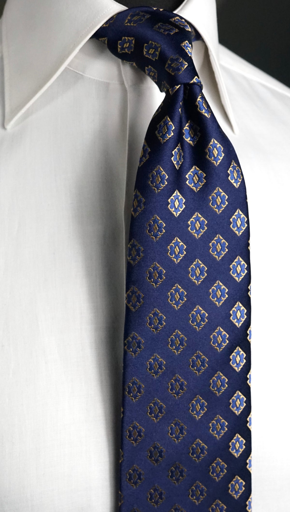 Bespoke Chiostra Blue Silk Necktie