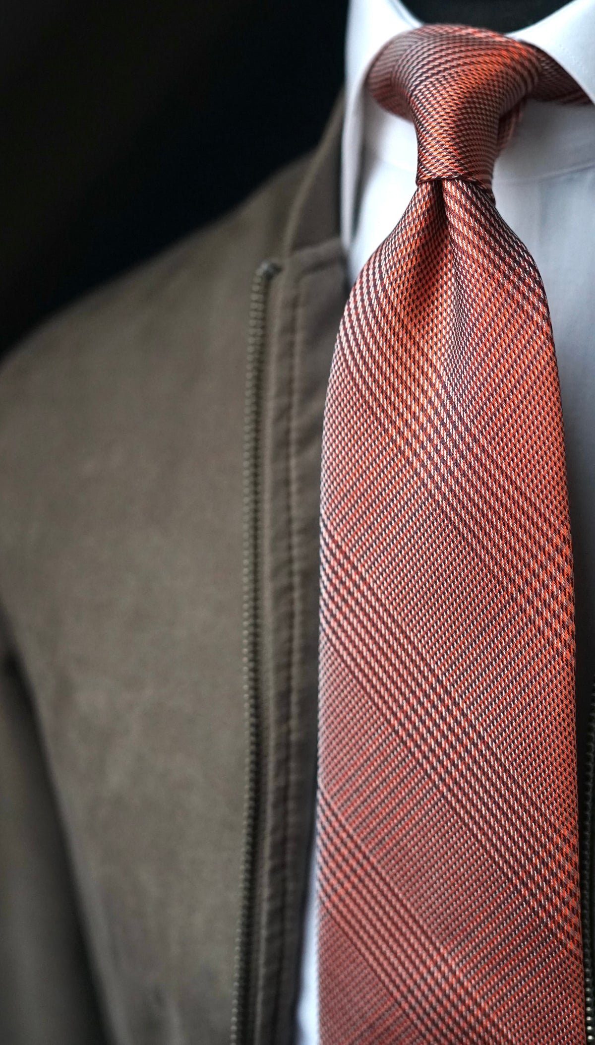 Bespoke Glen Copper Silk Necktie