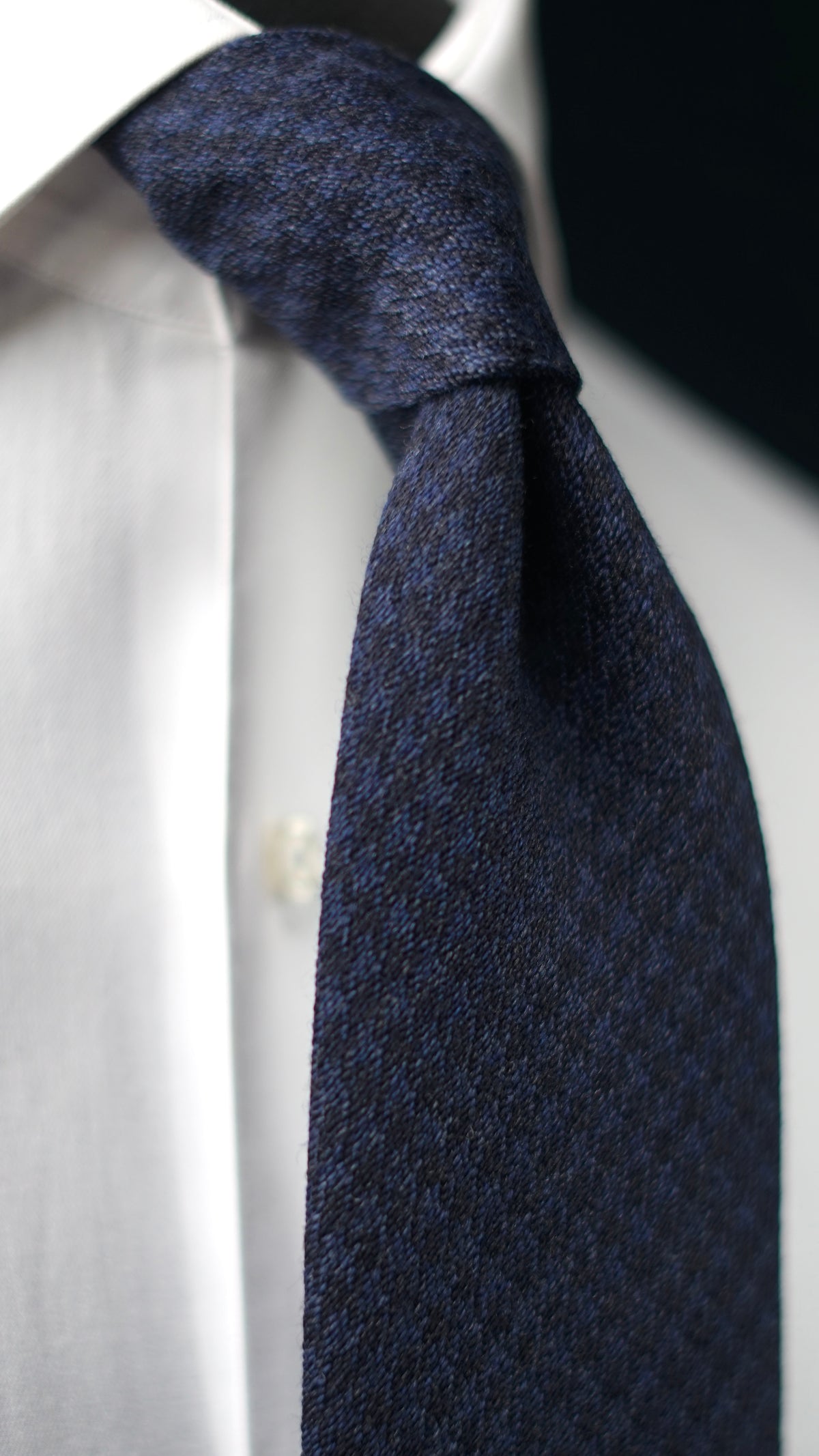 Pied de Poule Navy/Midnight Navy Wool/Silk Necktie