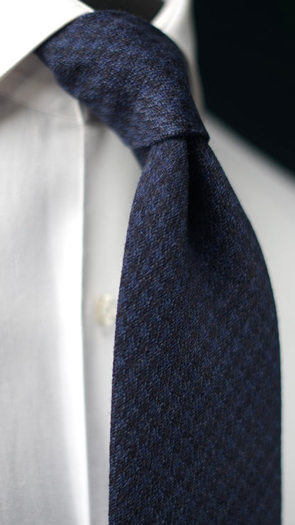 Pied de Poule Navy/Midnight Navy Wool/Silk Necktie
