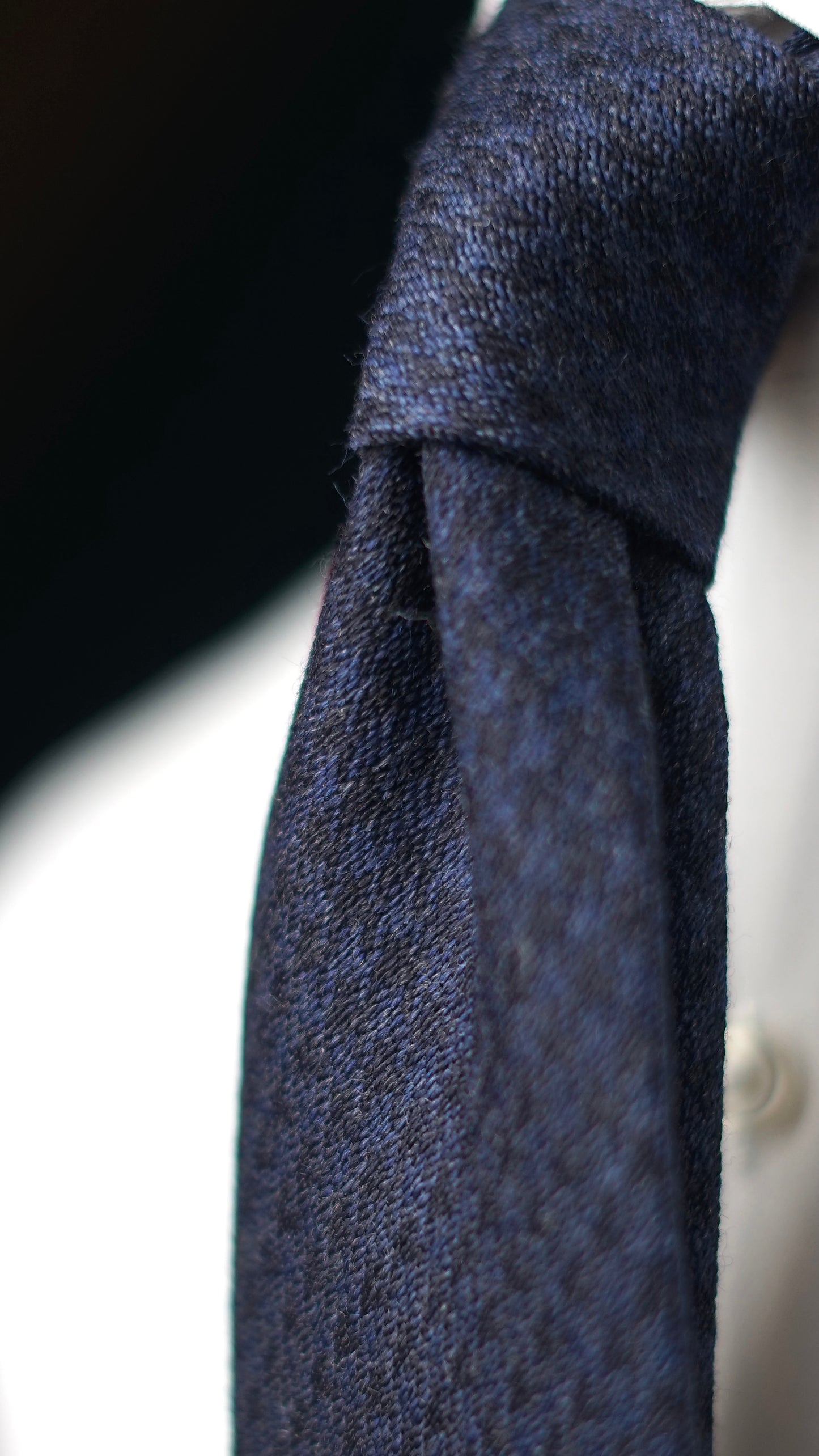 Pied de Poule Navy/Midnight Navy Wool/Silk Necktie