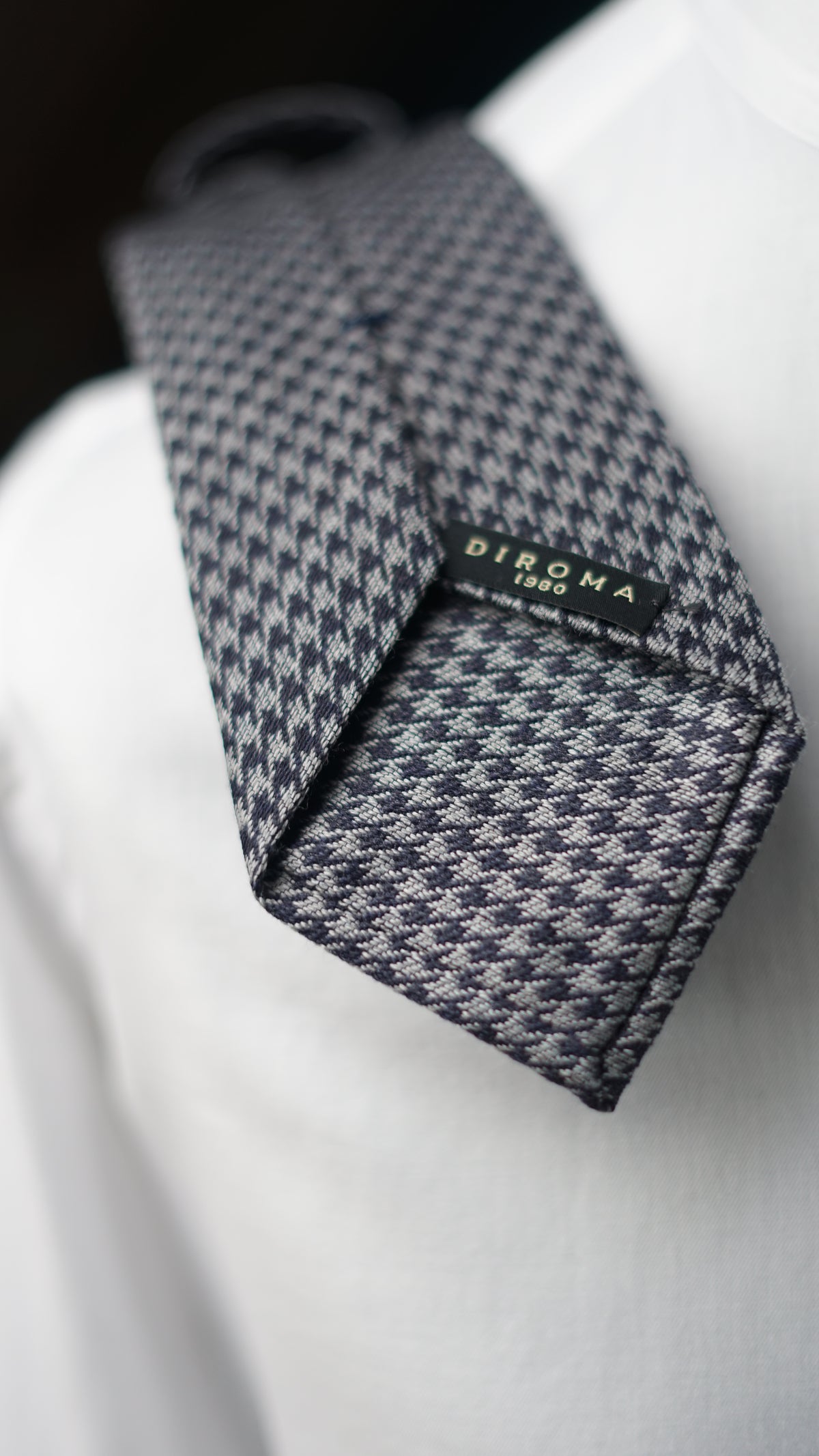 Pied de Poule Grey/Navy Wool/Silk Necktie