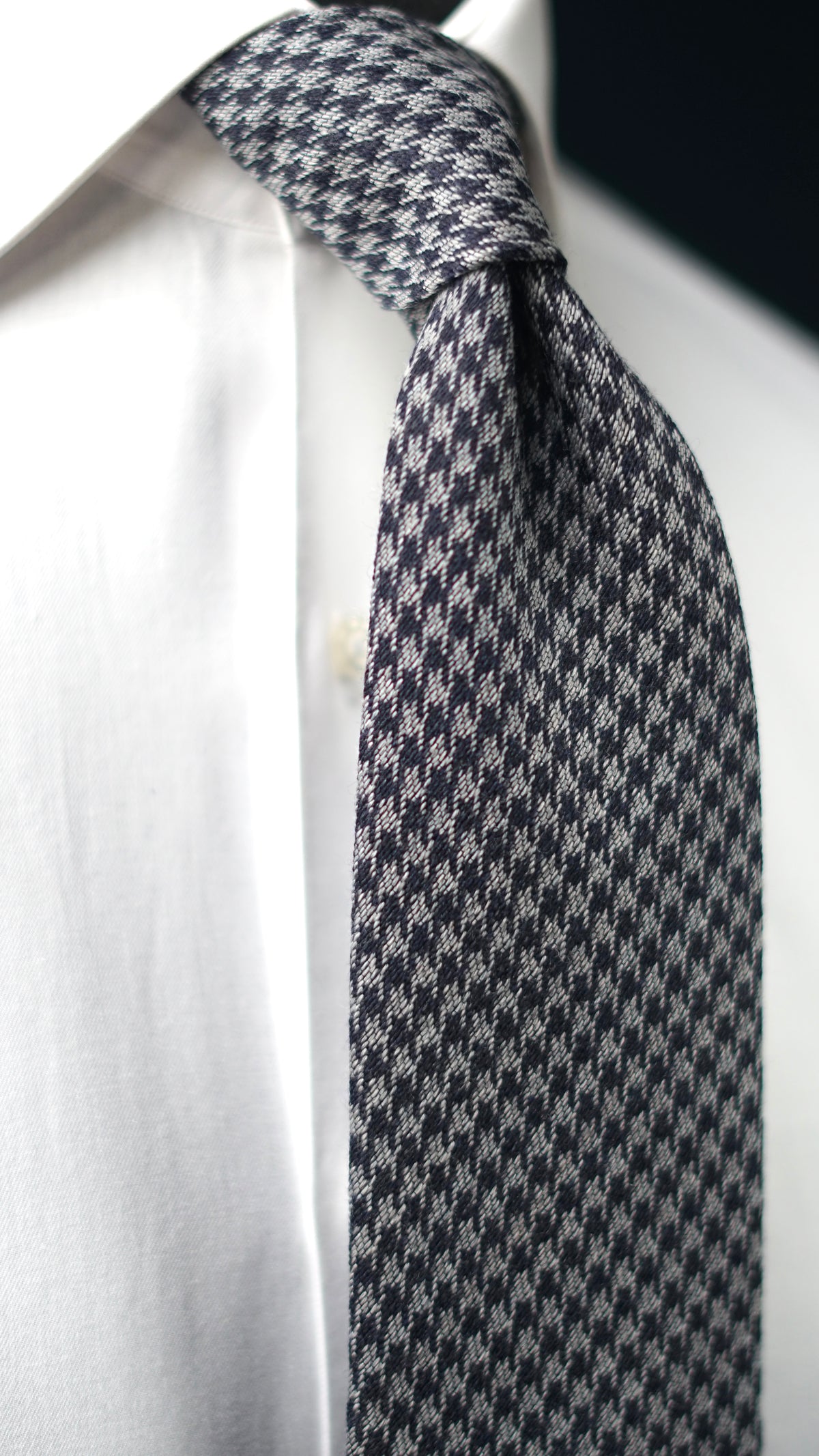 Pied de Poule Grey/Navy Wool/Silk Necktie