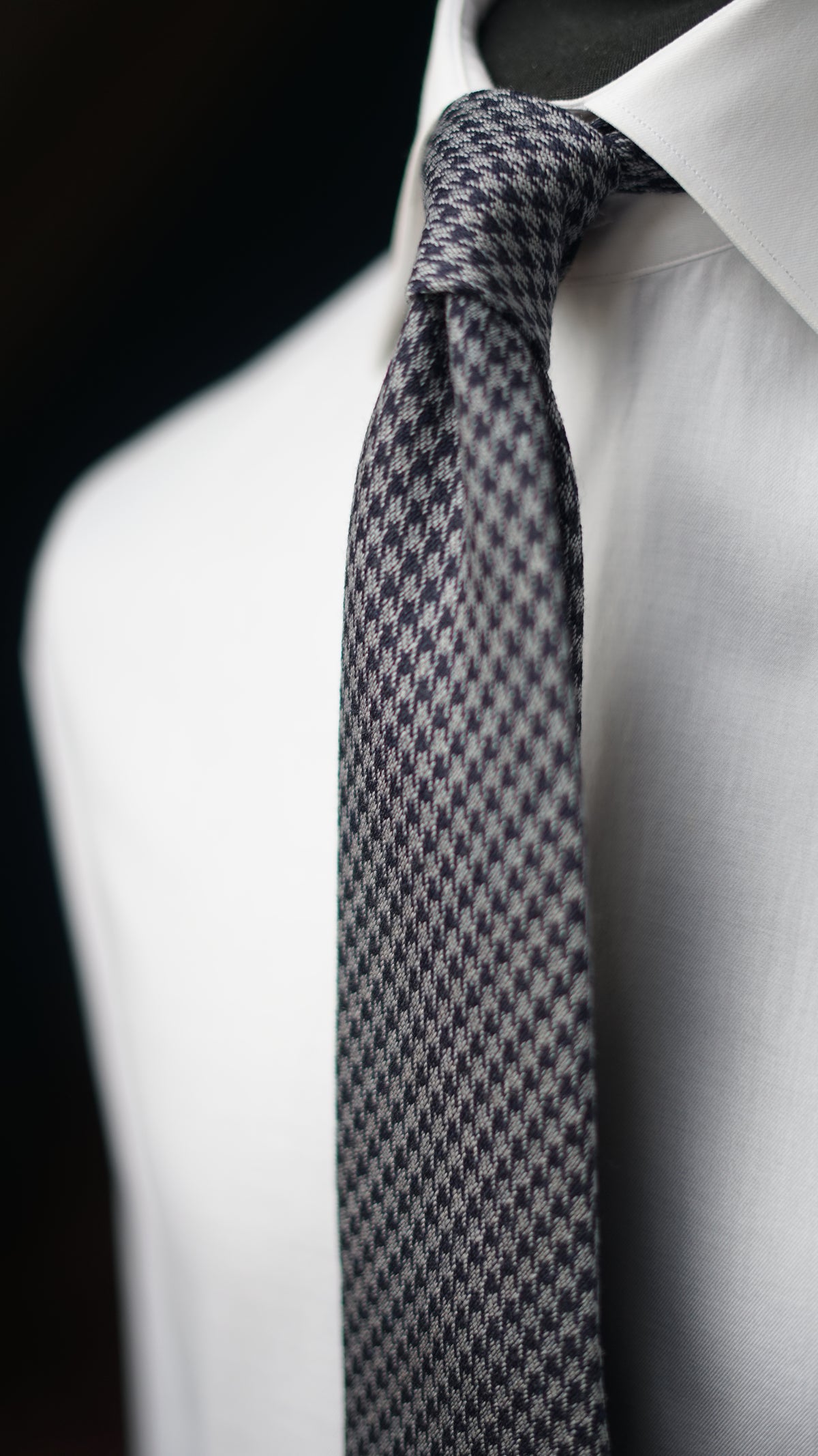 Pied de Poule Grey/Navy Wool/Silk Necktie
