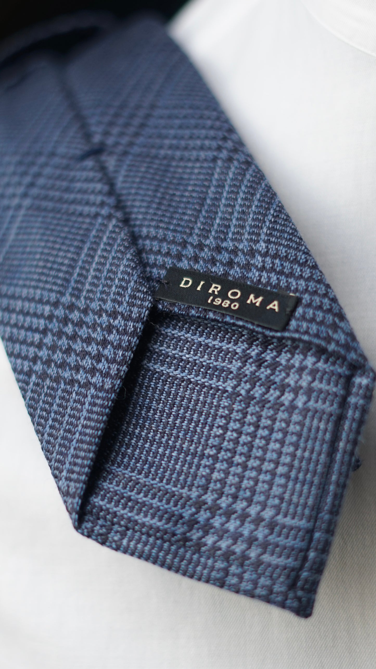 Glen Denim Blue/Navy Wool/Silk Necktie