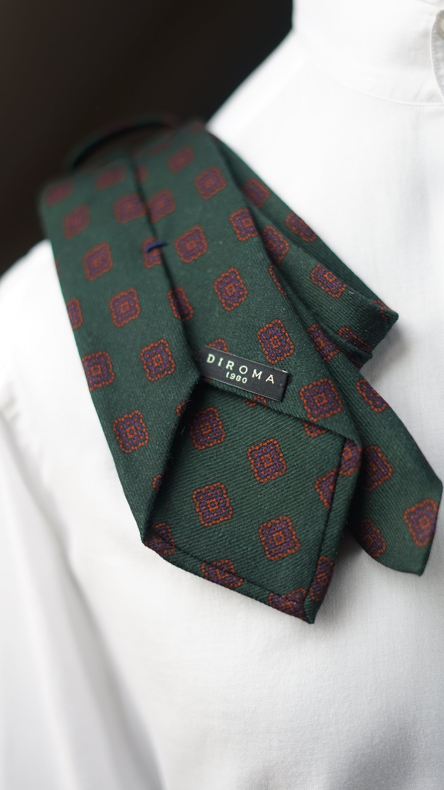 Brigitte Green Wool Necktie