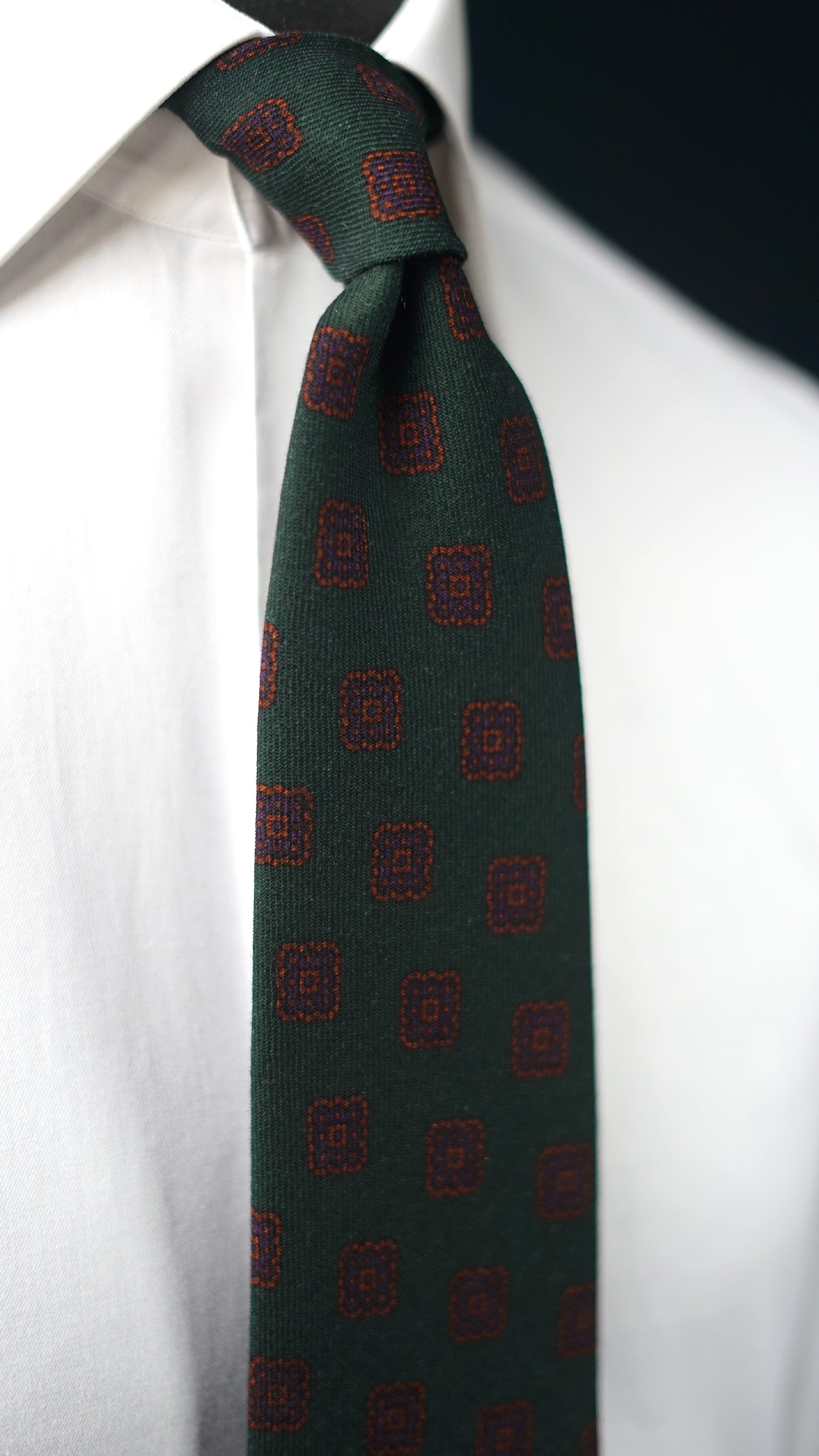 Brigitte Green Wool Necktie