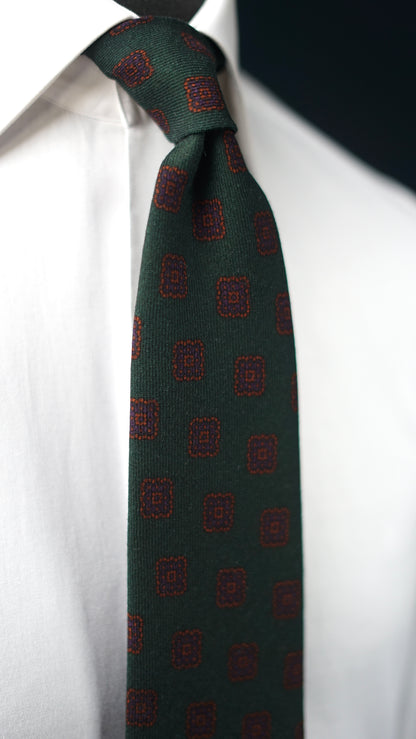 Brigitte Green Wool Necktie