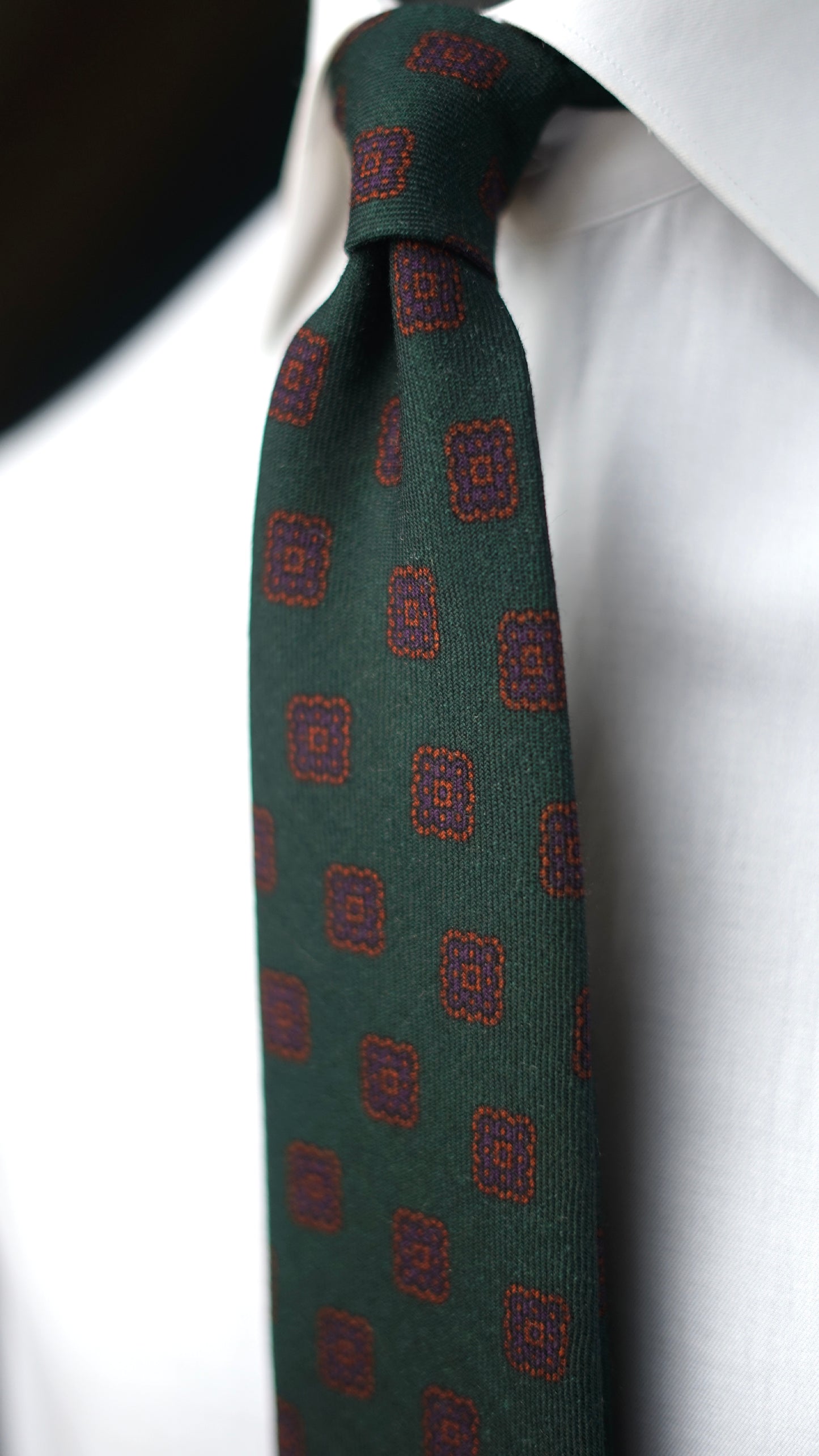 Brigitte Green Wool Necktie