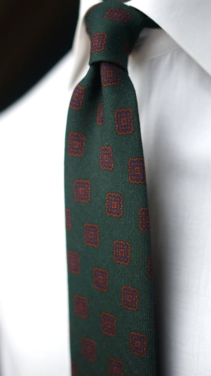 Brigitte Green Wool Necktie