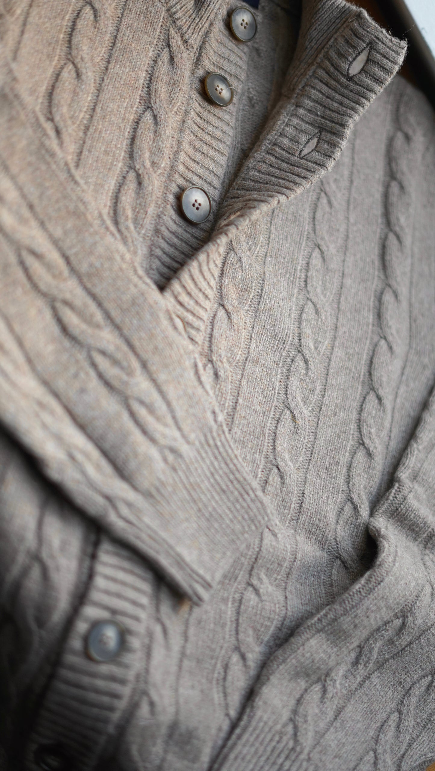 Nucleo Beige Cable Knit Button Jacket
