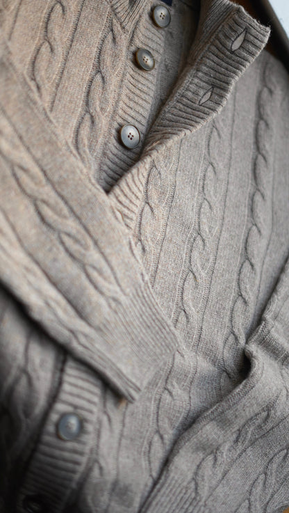 Nucleo Beige Cable Knit Button Jacket