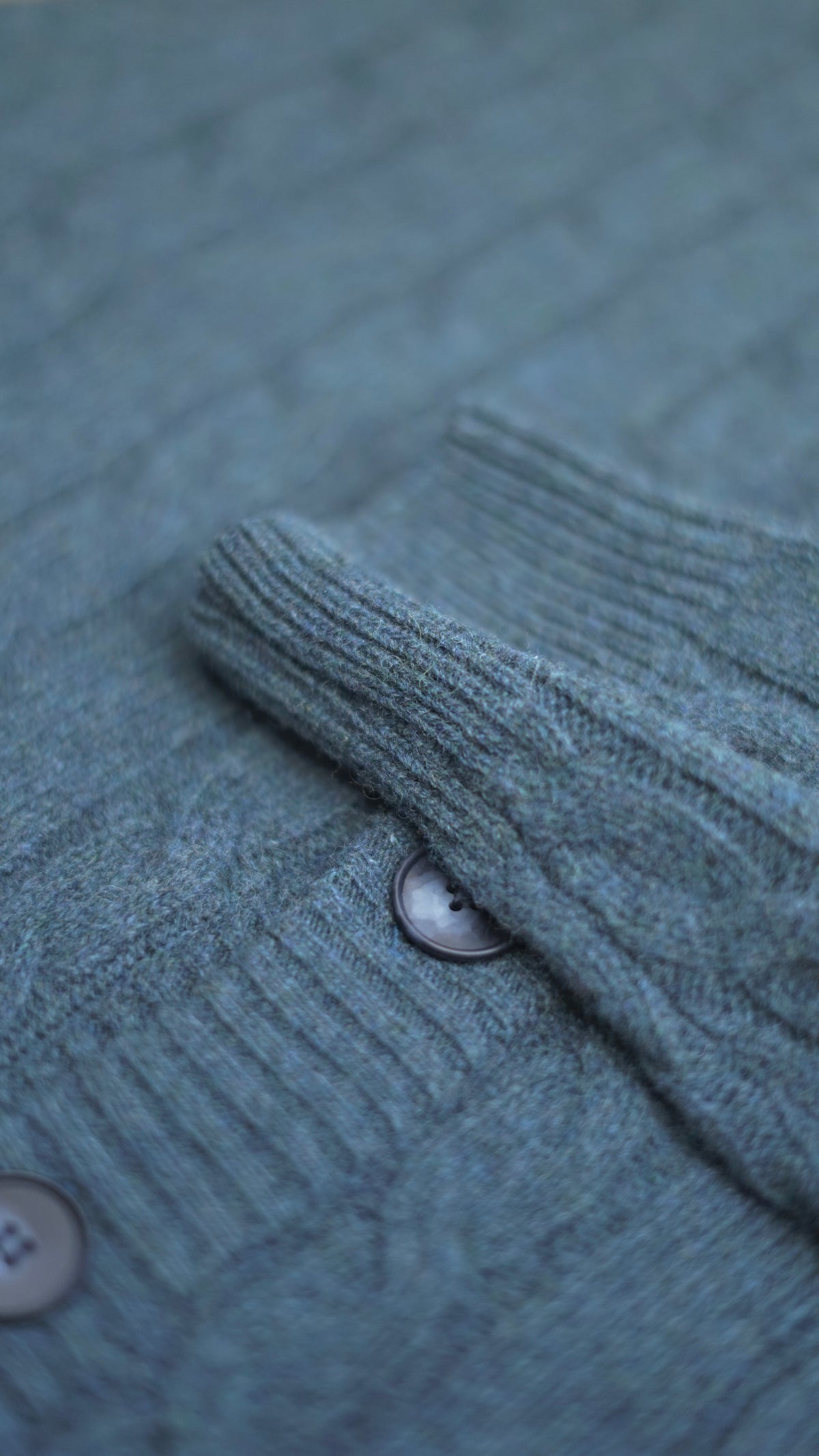 Nucleo Petrol Green Cable Knit Button Jacket