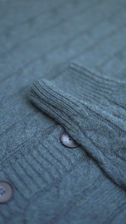 Nucleo Petrol Green Cable Knit Button Jacket