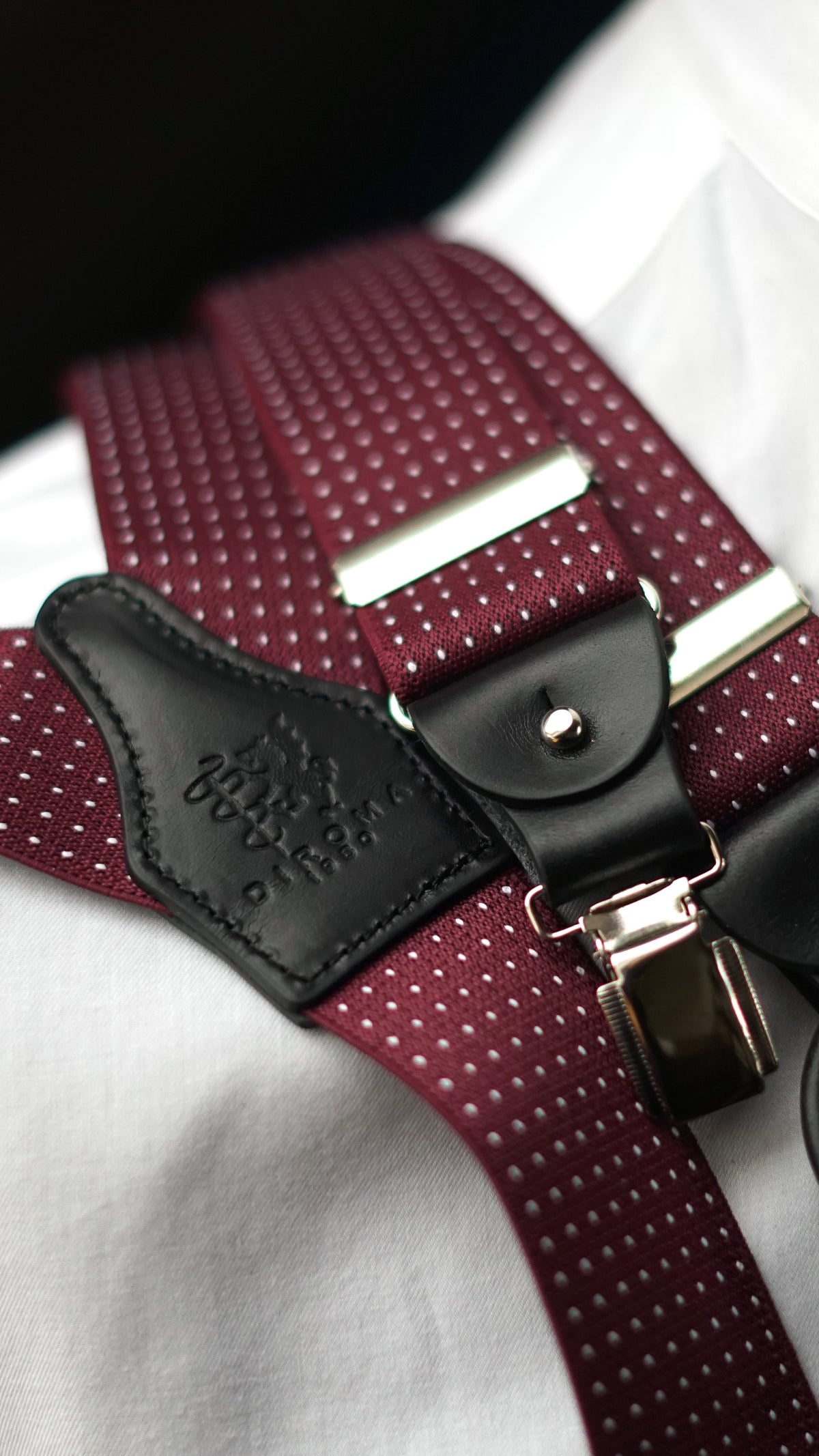 Pint Point Burgundy Clip/Buttons Braces