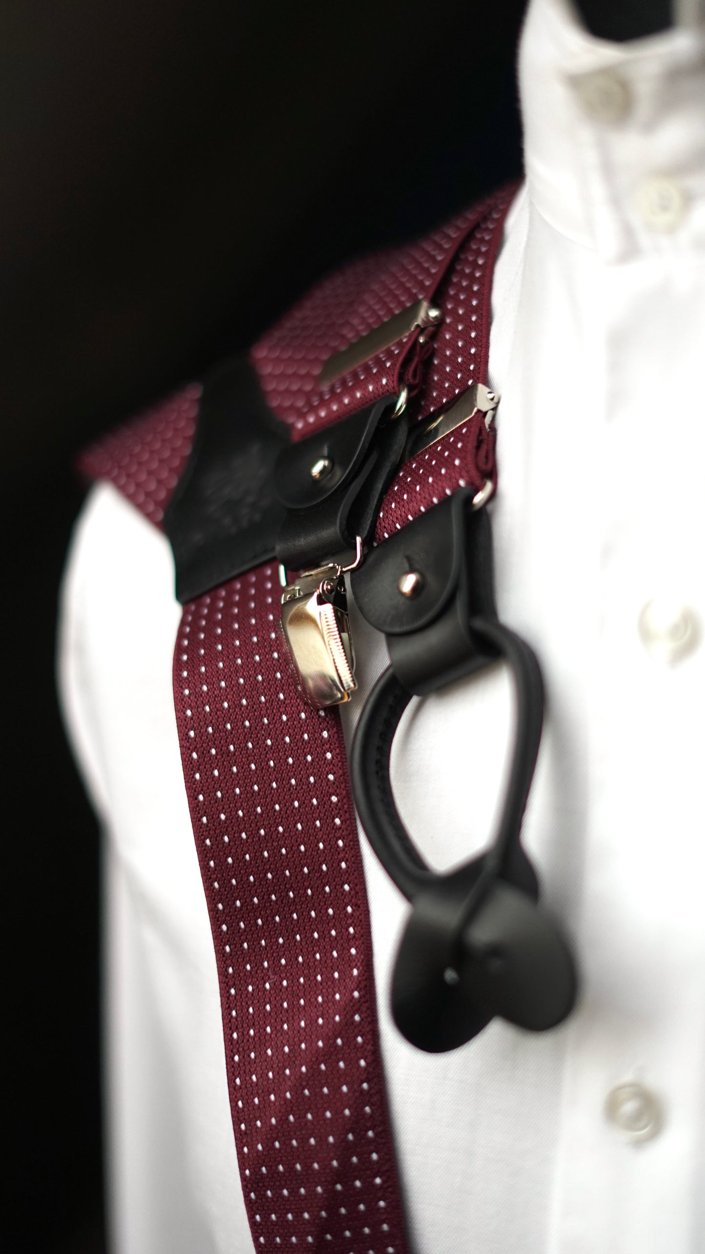 Pint Point Burgundy Clip/Buttons Braces