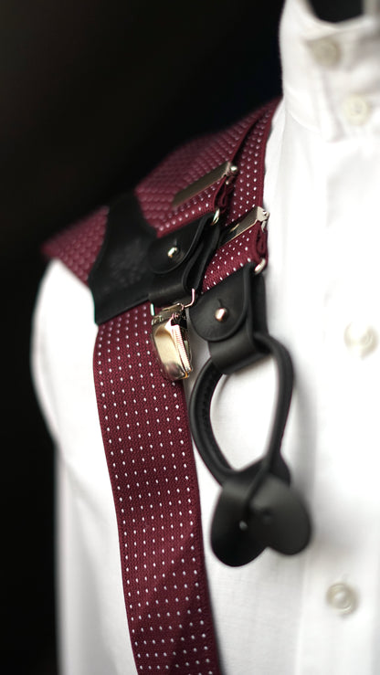 Pint Point Burgundy Clip/Buttons Braces