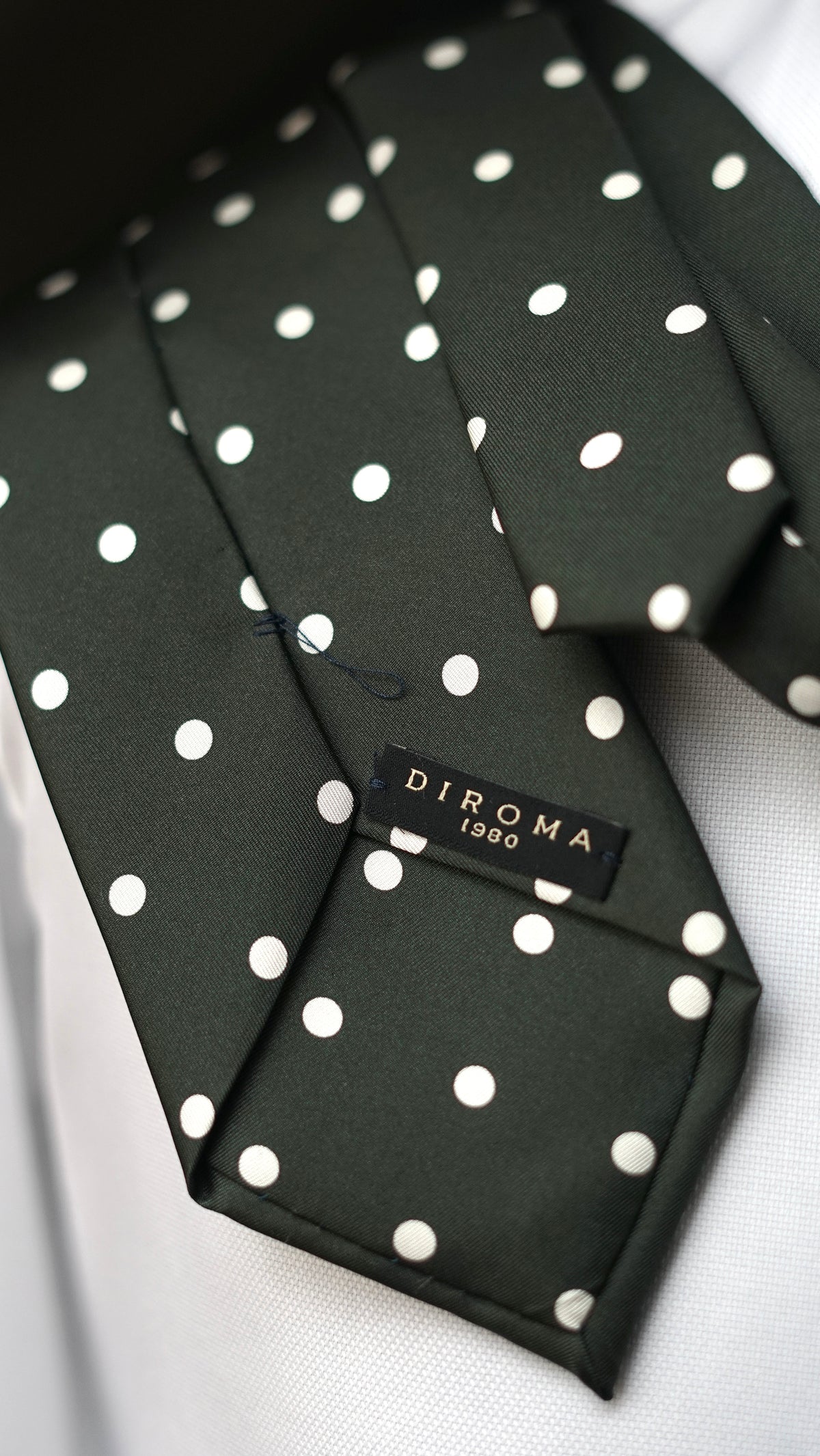 Bespoke Pois Green Silk Necktie