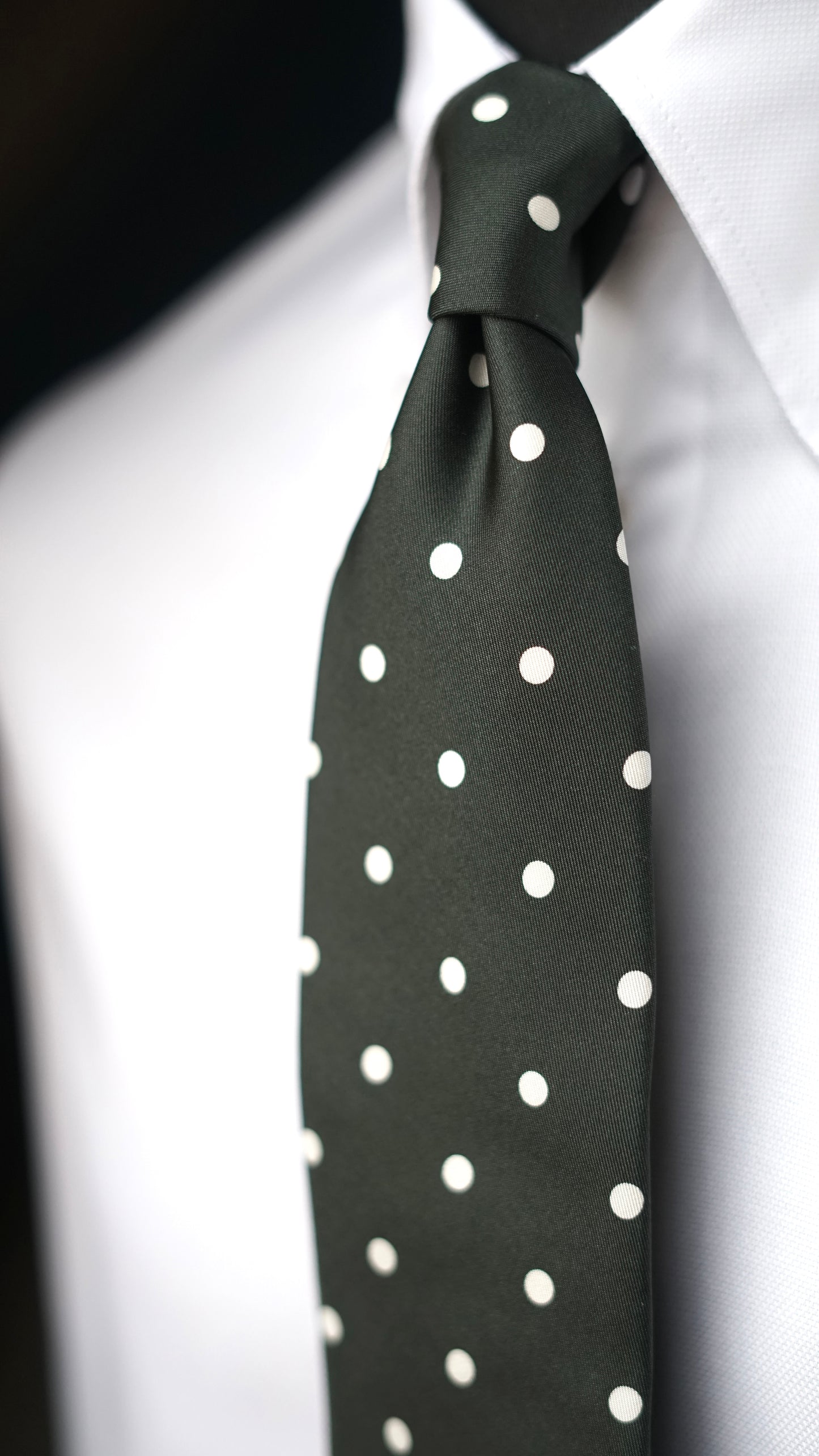 Bespoke Pois Green Silk Necktie