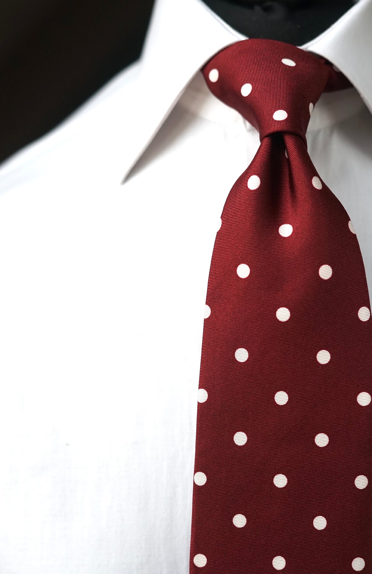 Bespoke Pois Bordeaux Silk Necktie