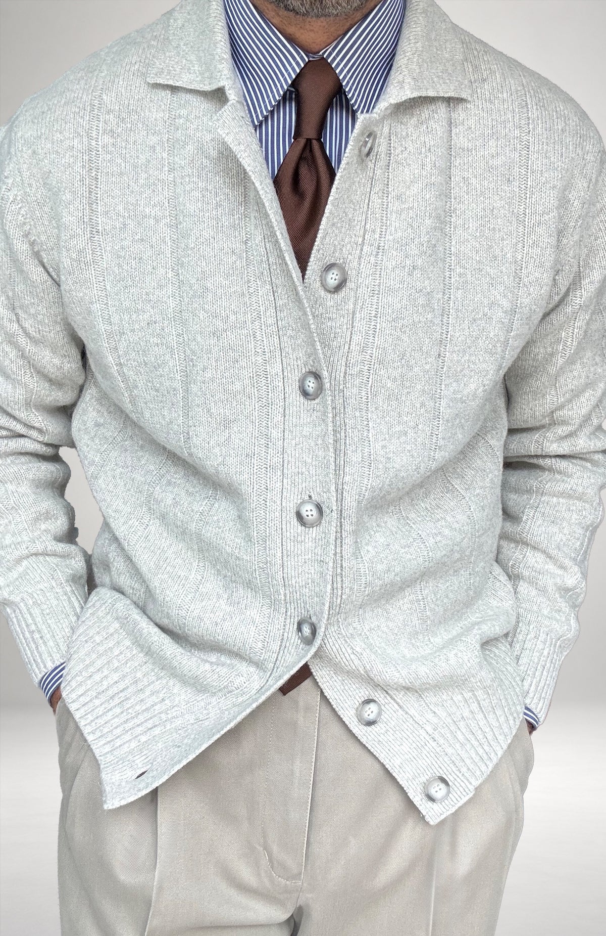 Isernia Light Grey Button Jacket
