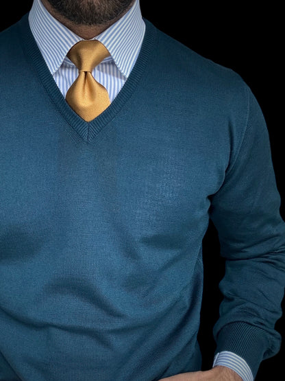 Petrolio Wool V-Neck
