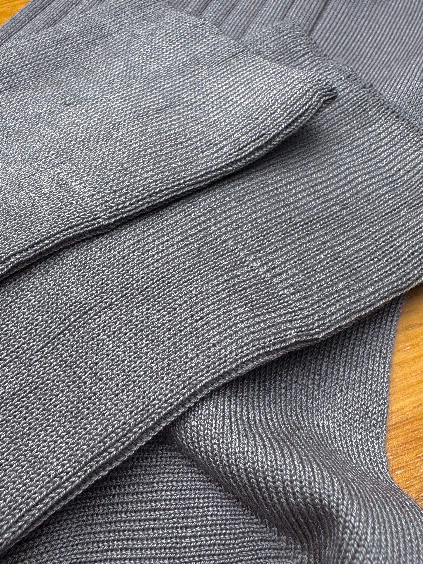 Steel Grey Knee High Ribbed Socks 100% Cotton Filo di Scozia