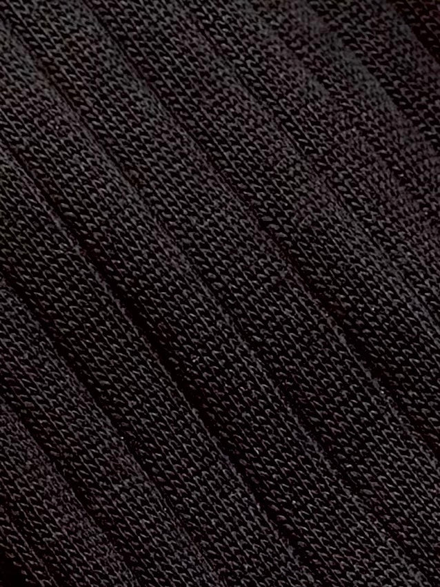 Black Knee High Ribbed Light Merino Wool Ribbed Socks