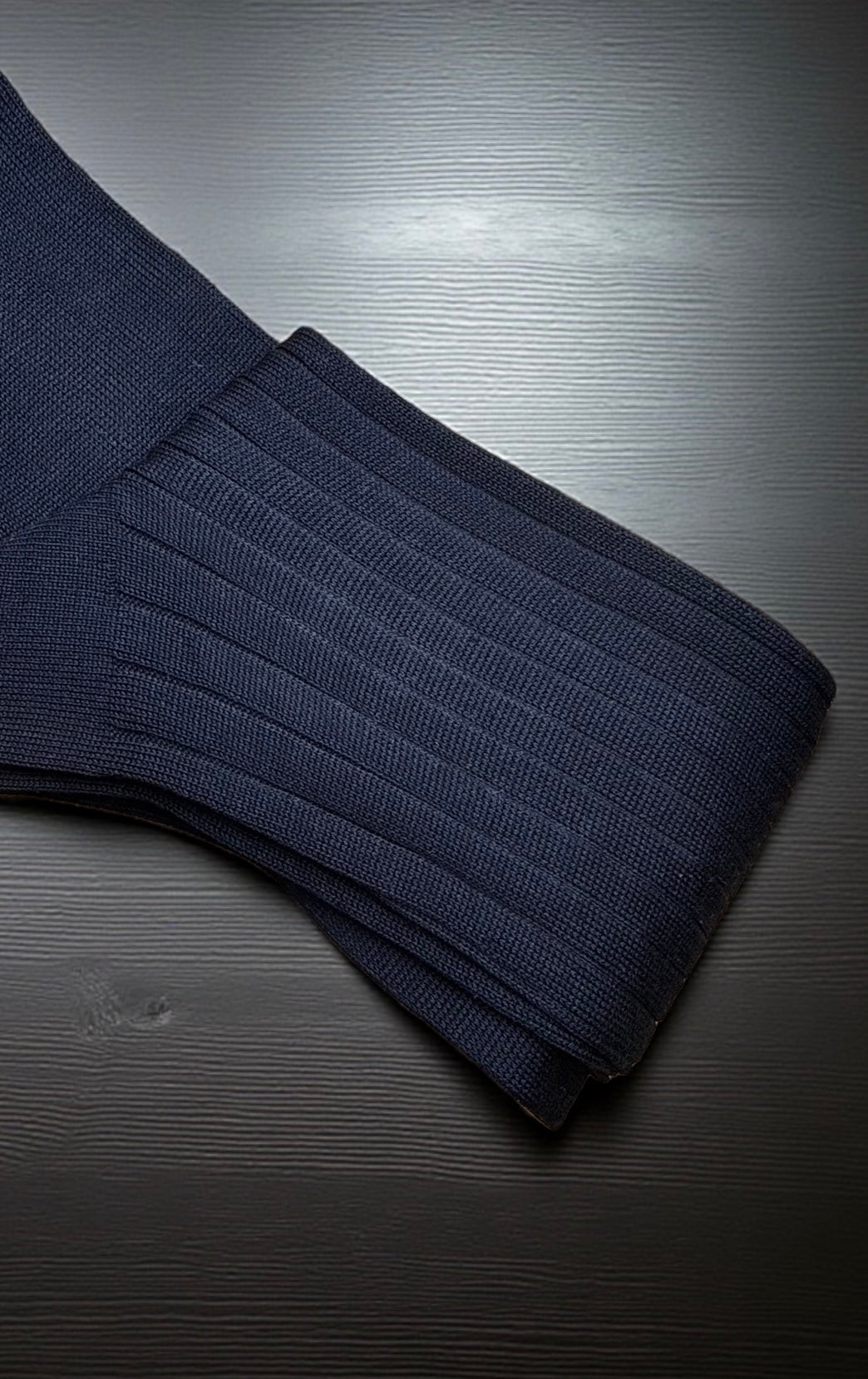 Navy Knee High Ribbed Socks 100% Cotton Filo di Scozia