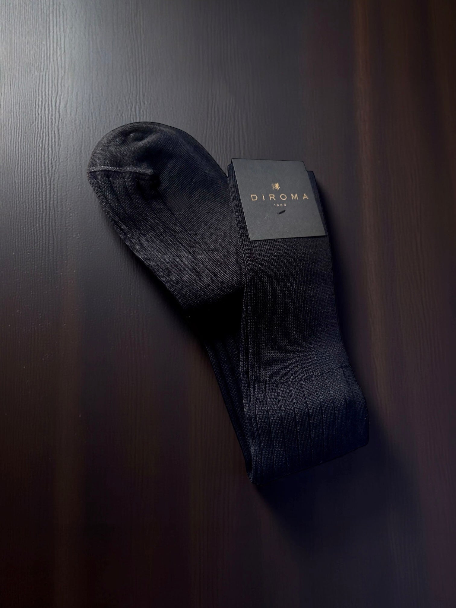 Black Knee High Ribbed Socks 100% Cotton Filo di Scozia