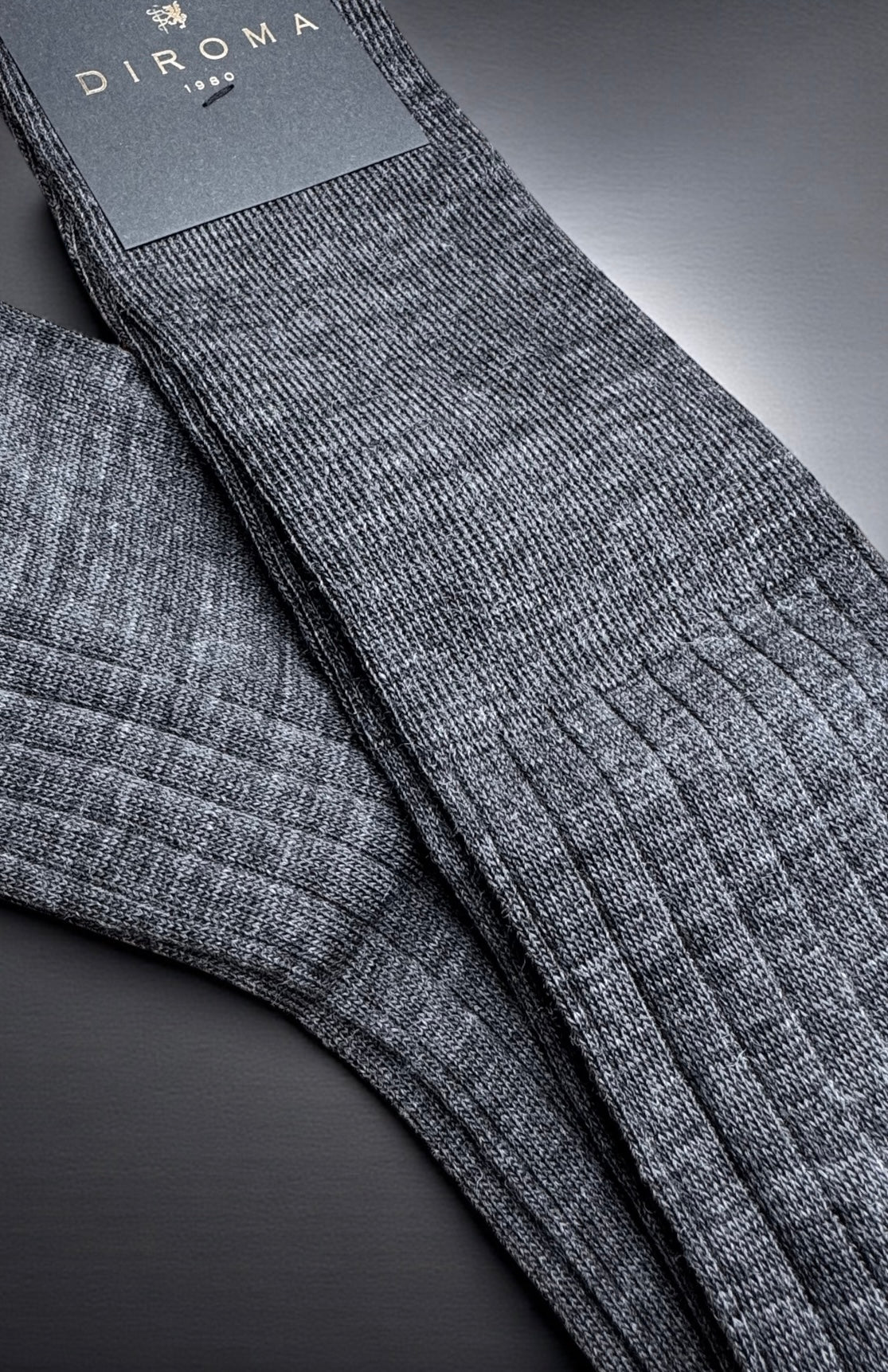Charcoal Grey Knee High Ribbed Light Merino Wool Ribbed Socks