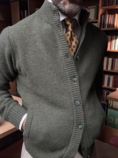 Sorrento Olive Green Knit Button Jacket