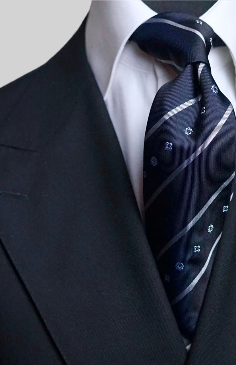 Bespoke Agatha Navy Silk Necktie