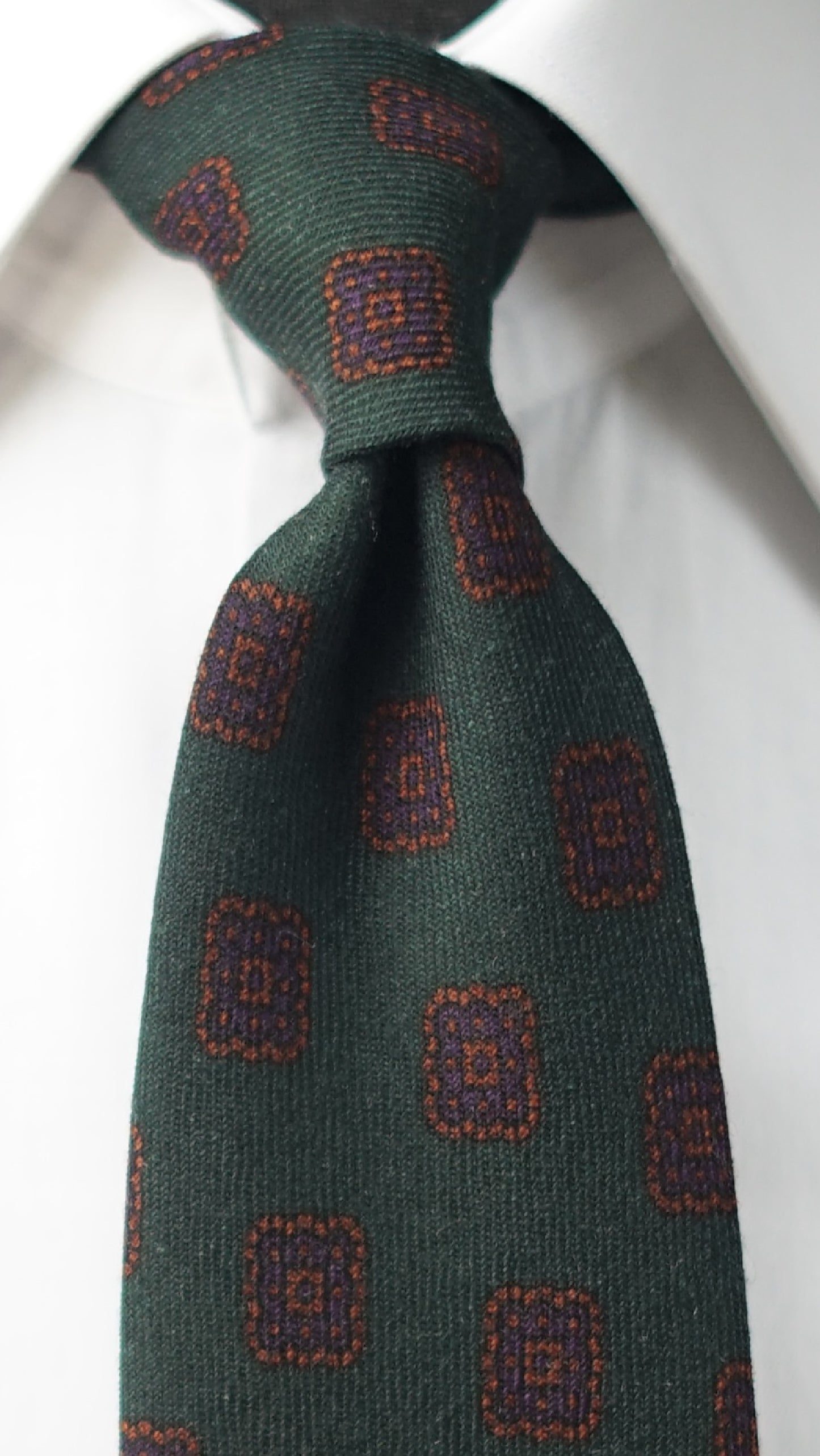 Brigitte Green Wool Necktie