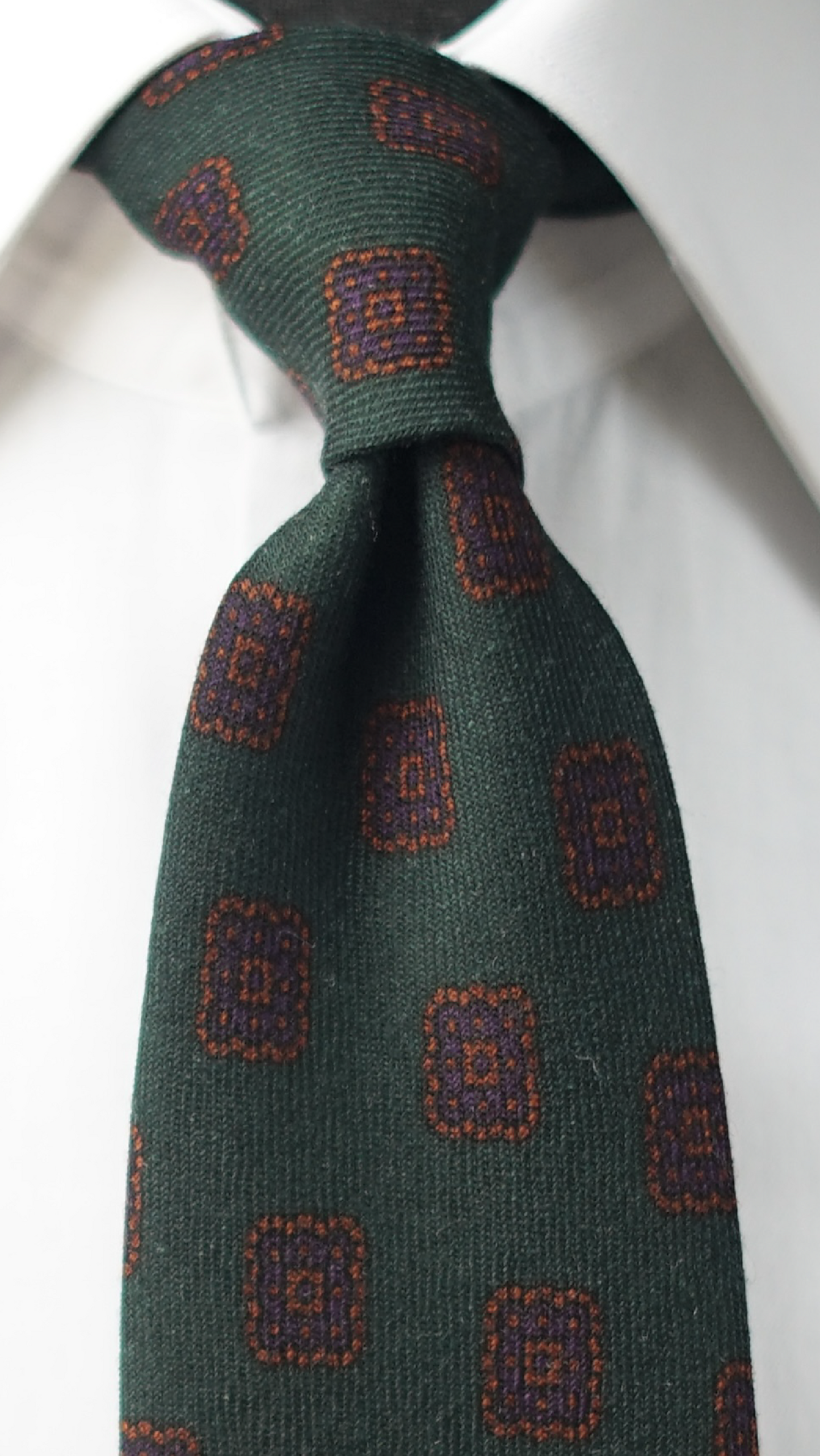 Brigitte Green Wool Necktie