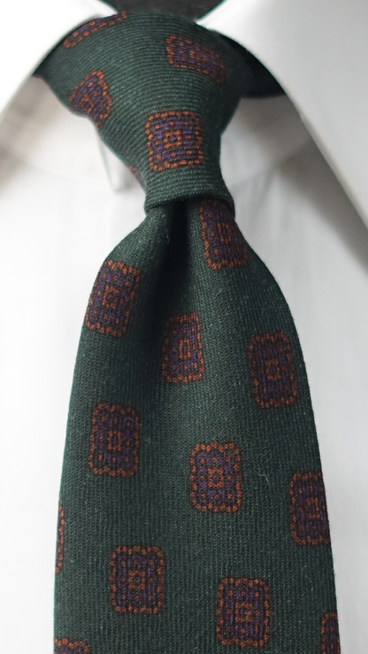 Brigitte Green Wool Necktie