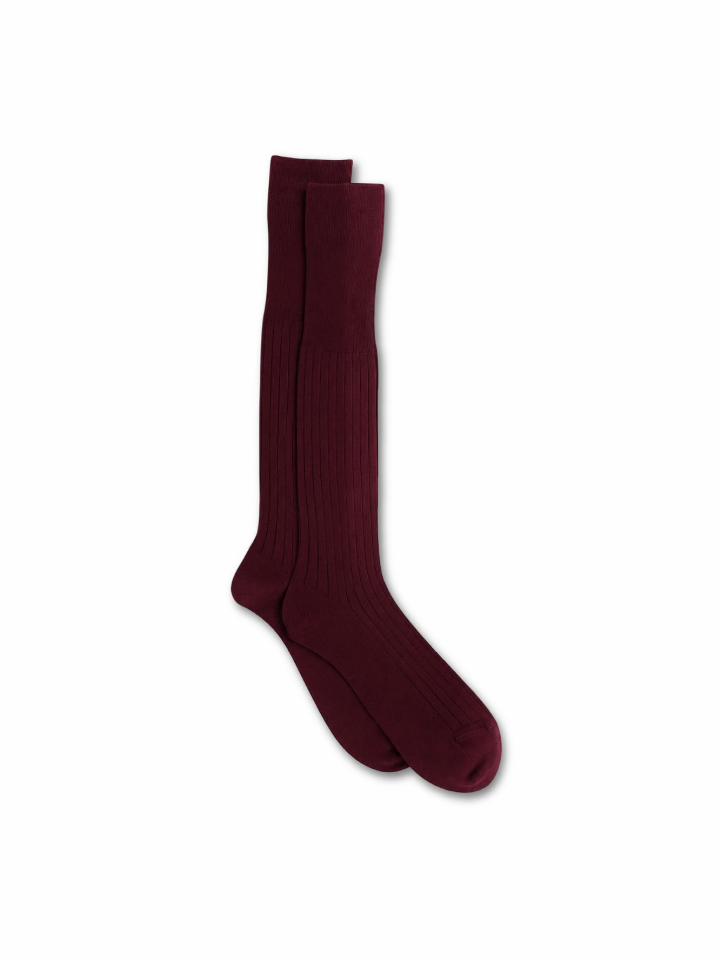 Burgundy Knee High Ribbed Socks 100% Cotton Filo di Scozia