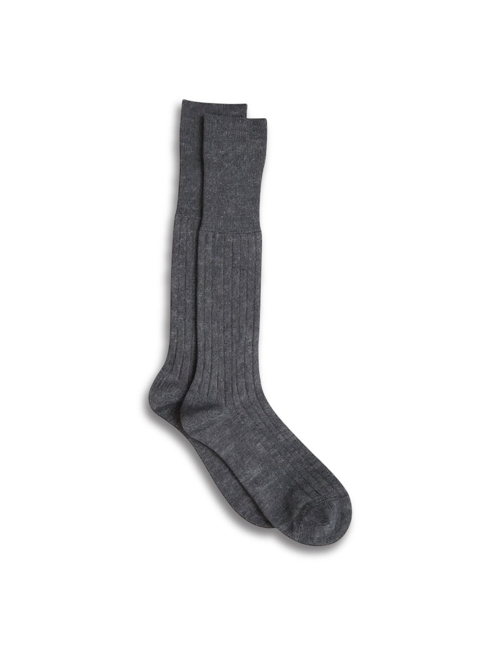 Charcoal Grey Knee High Ribbed Light Merino Wool Ribbed Socks