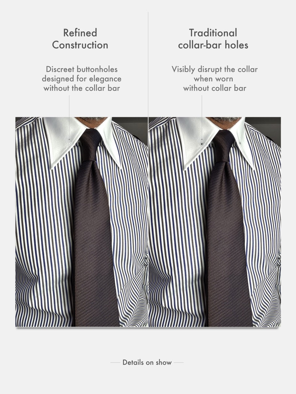 Tiglia Pin Point Contrasting White Collar Cotton Dress Shirt MTO