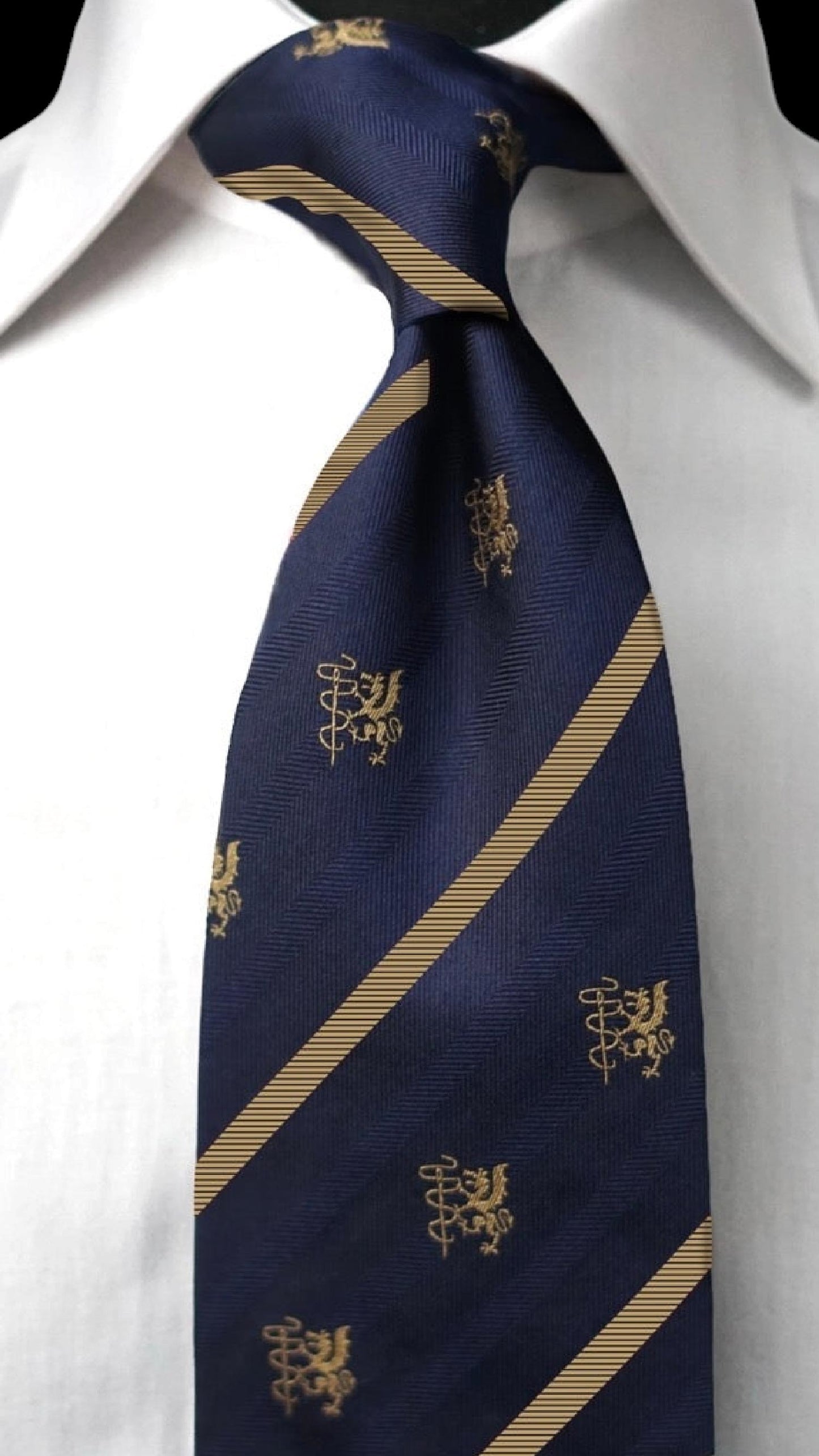 Bespoke Diroma Gold Crest Silk Necktie