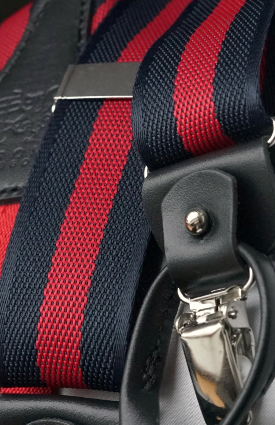 Massimo navy and red clip/buttons braces, adjuster and clip fastening