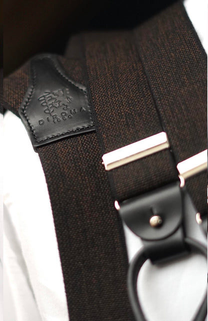 Brown Melange Clip/Buttons Braces