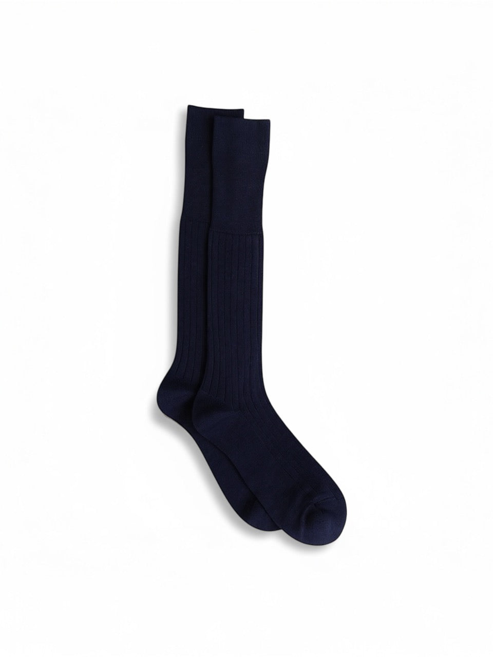 Navy Knee High Ribbed Light Merino Wool Ribbed Socks