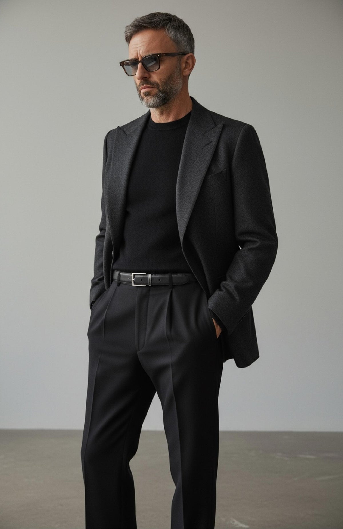 Black Wool Crew Neck
