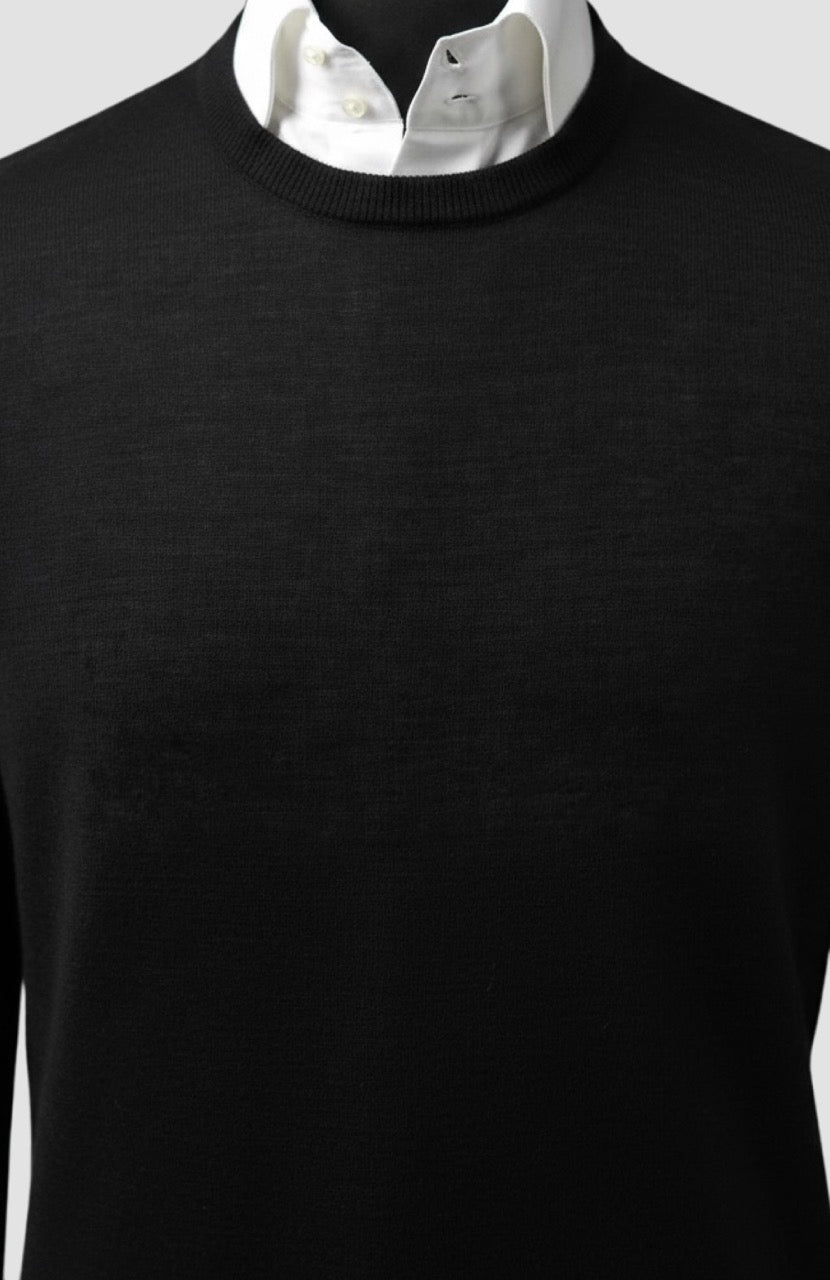 Black Wool Crew Neck