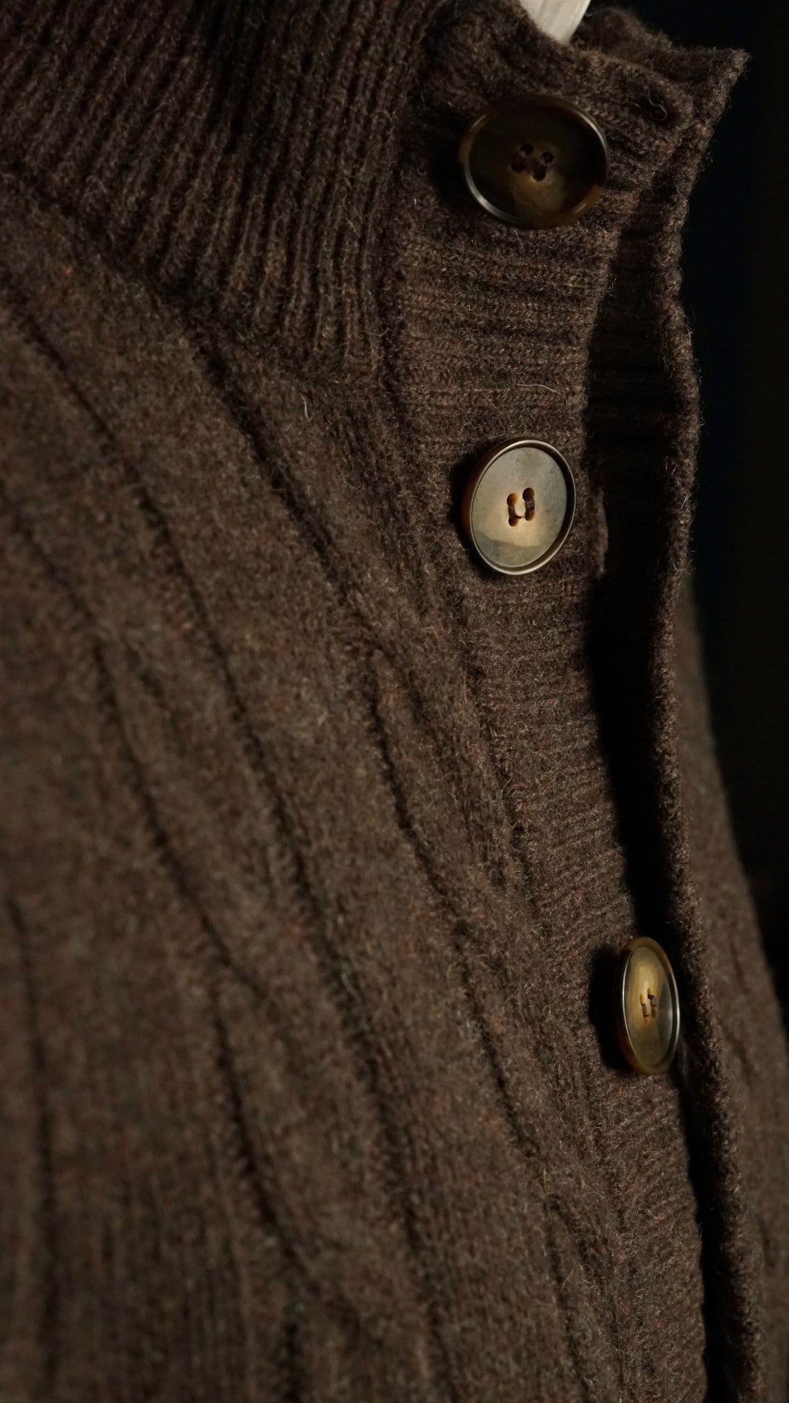 Nucleo Brown Cable Knit Button Jacket