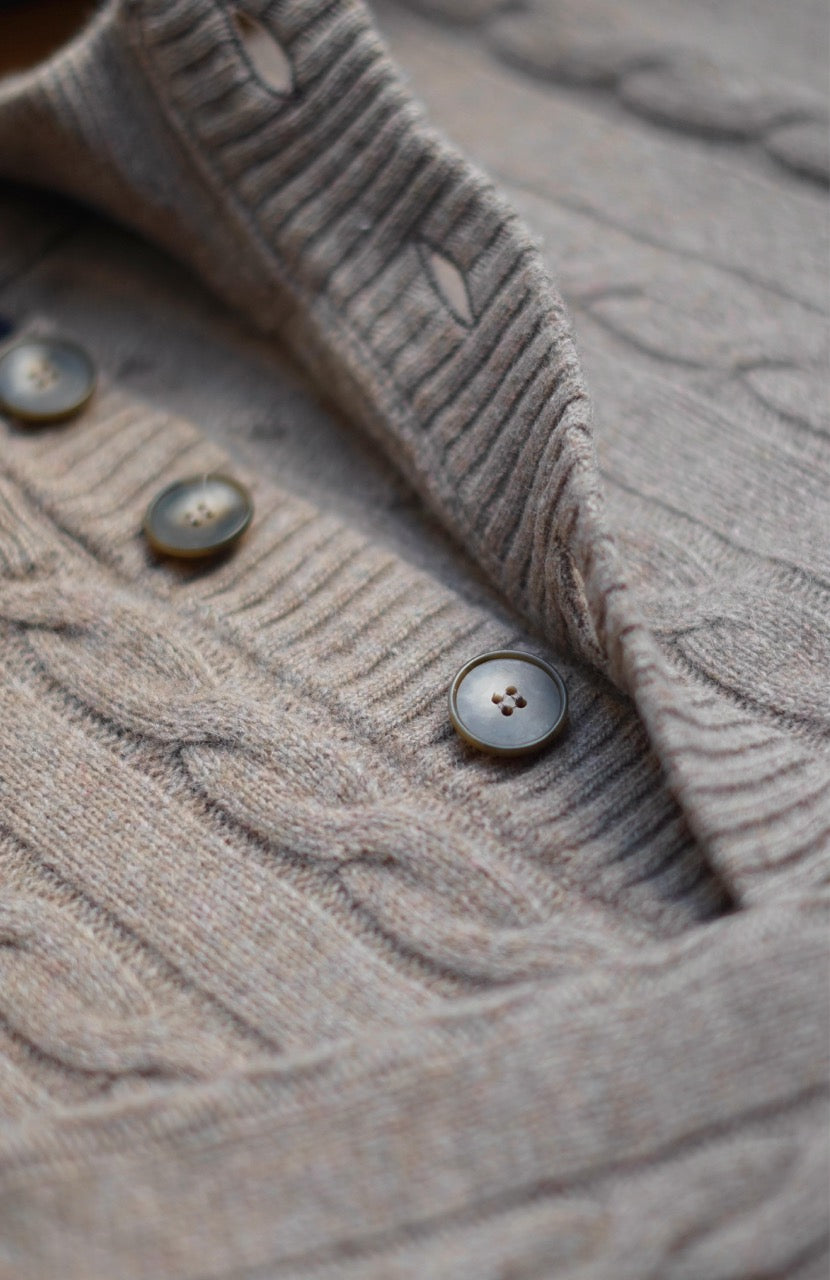 Nucleo Beige Cable Knit Button Jacket