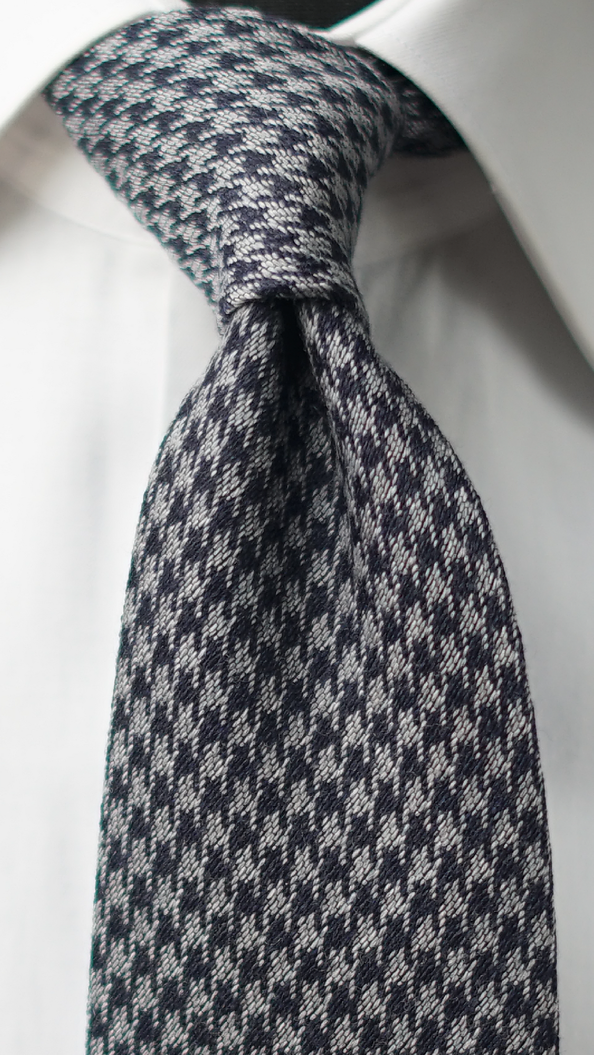 Pied de Poule Grey/Navy Wool/Silk Necktie