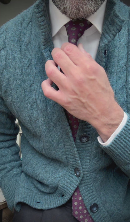 Nucleo Petrol Green Cable Knit Button Jacket