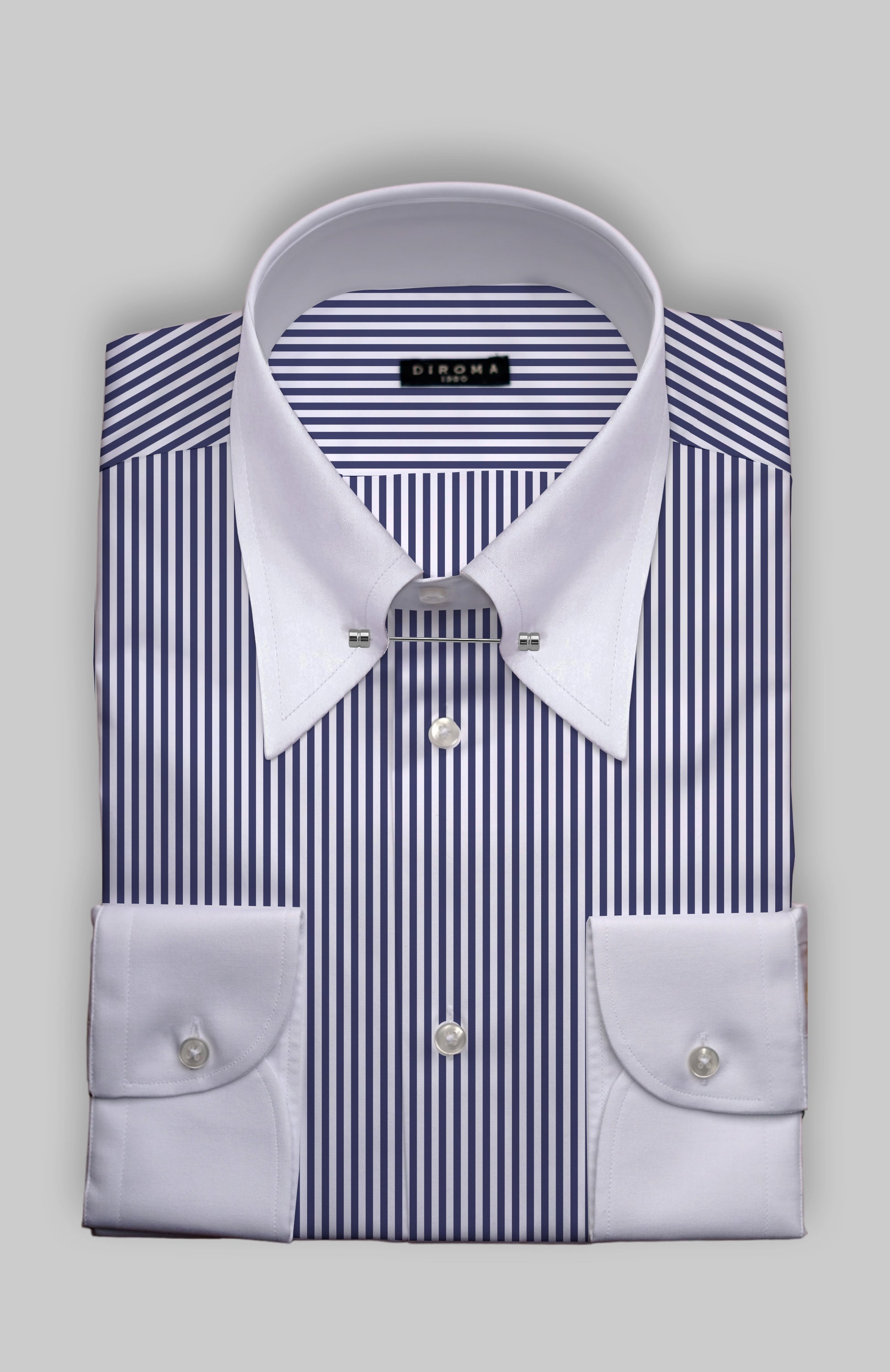 Ramona Blue Pinpoint Collar Cotton Dress Shirt MTO – Diroma1980